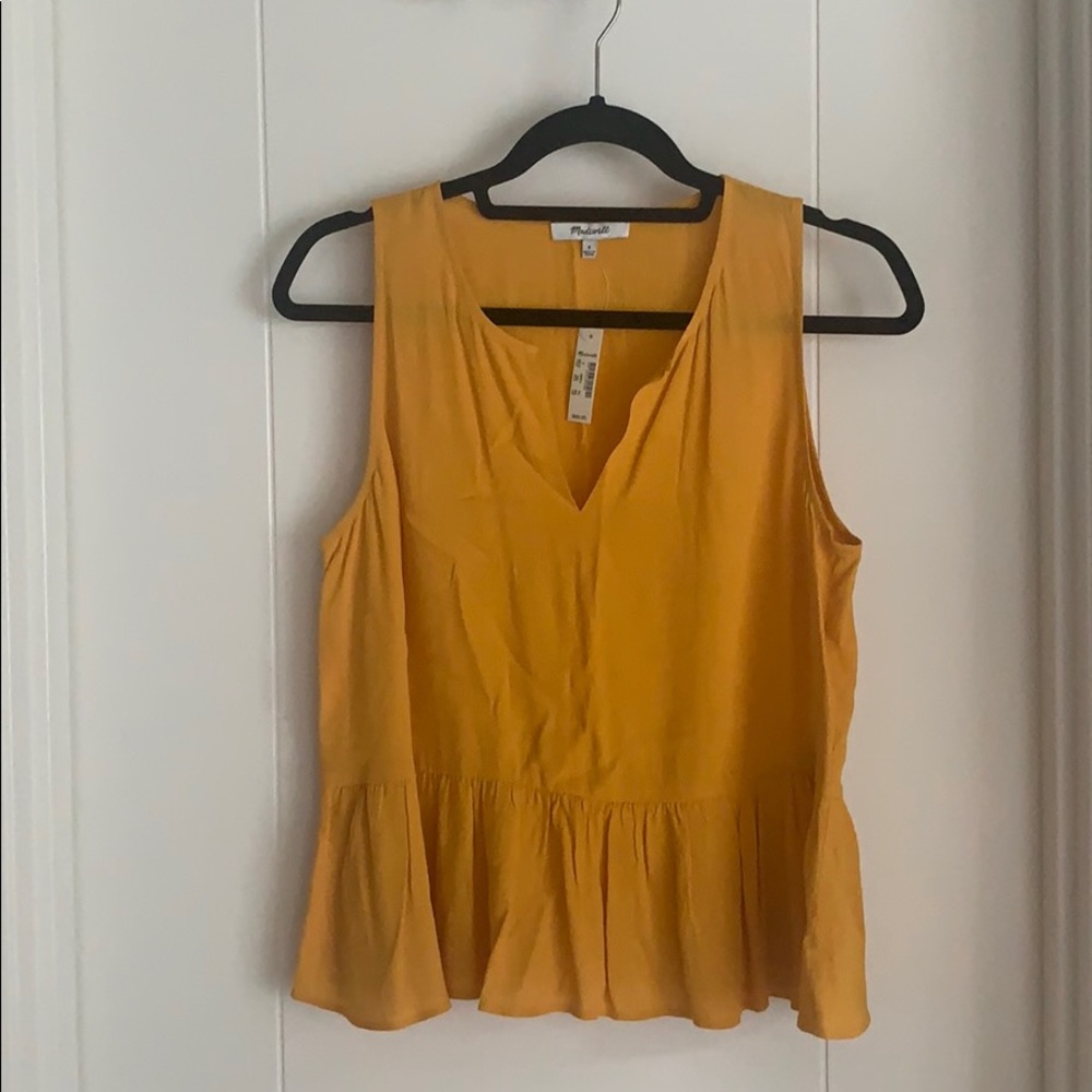 Madewell mustard yellow peplum tank